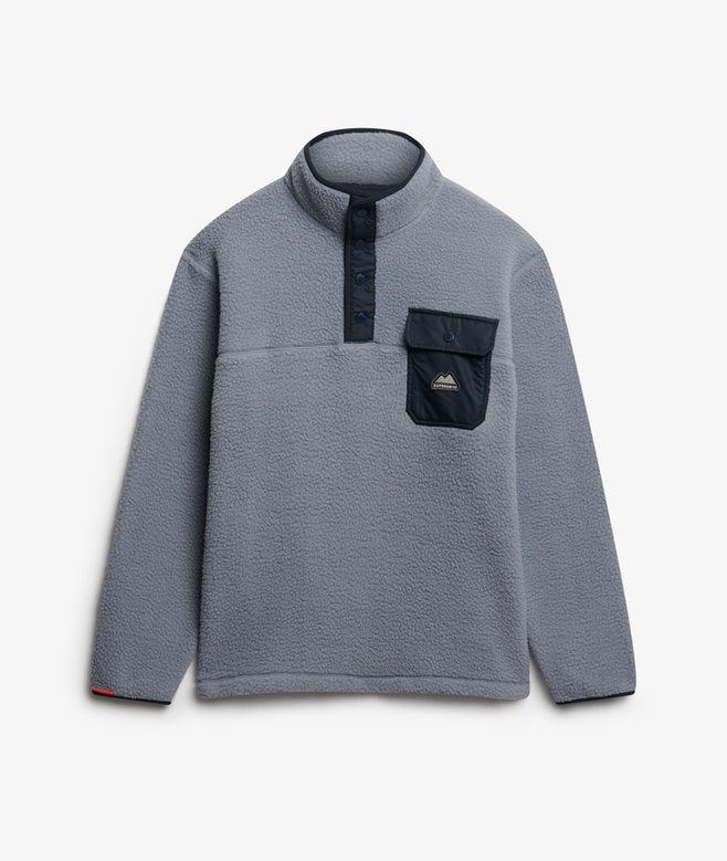 Superdry Fuji Fleece Half Zip Sweatshirt - Wash Denim Blue