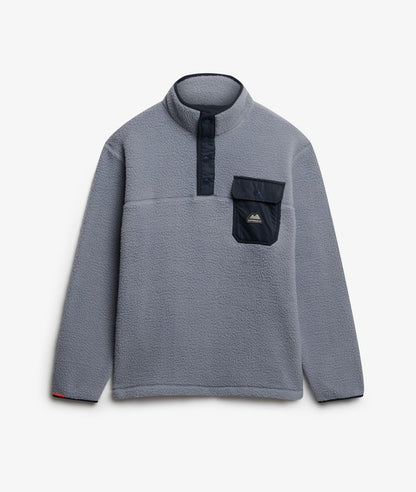 Superdry Fuji Fleece Half Zip Sweatshirt - Wash Denim Blue