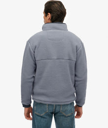 Superdry Fuji Fleece Half Zip Sweatshirt - Wash Denim Blue