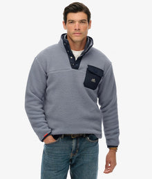 Superdry Fuji Fleece Half Zip Sweatshirt - Wash Denim Blue