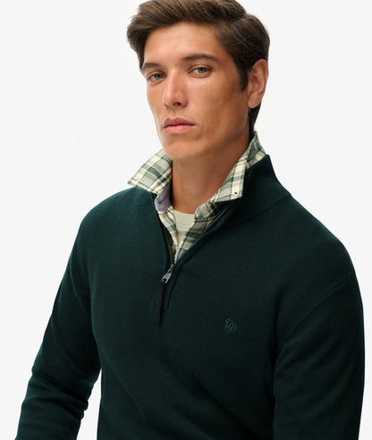 Superdry Essential Cotton Half Zip Sweater - Enamel Green Marl