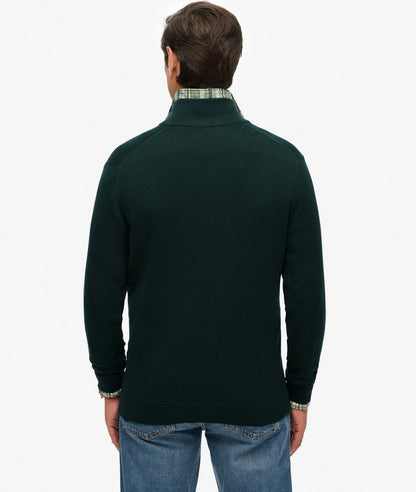 Superdry Essential Cotton Half Zip Sweater - Enamel Green Marl