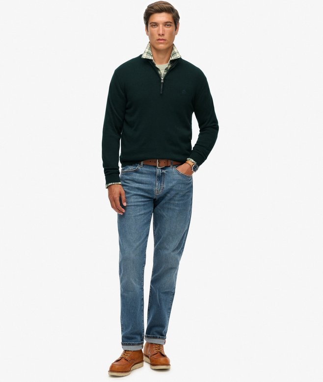 Superdry Essential Cotton Half Zip Sweater - Enamel Green Marl