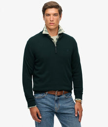 Superdry Essential Cotton Half Zip Sweater - Enamel Green Marl