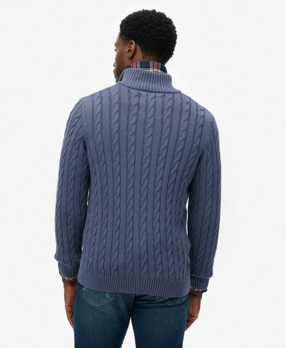 Superdry Cotton Classic Cable Half Zip - Soft Navy