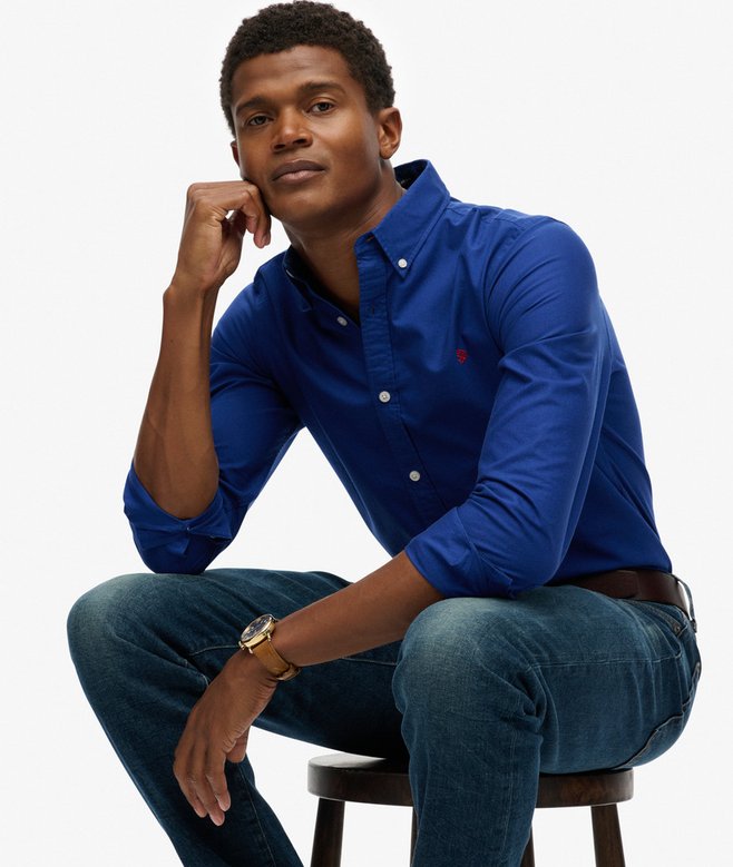 Superdry Classic Oxford Long Sleeve Shirt - Marine Navy