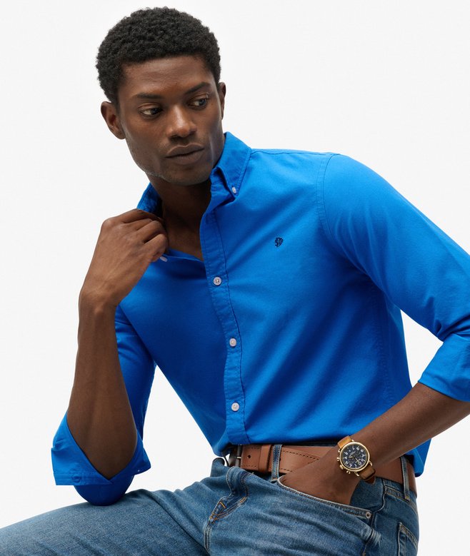 Superdry Classic Oxford Long Sleeve Shirt - French Blue