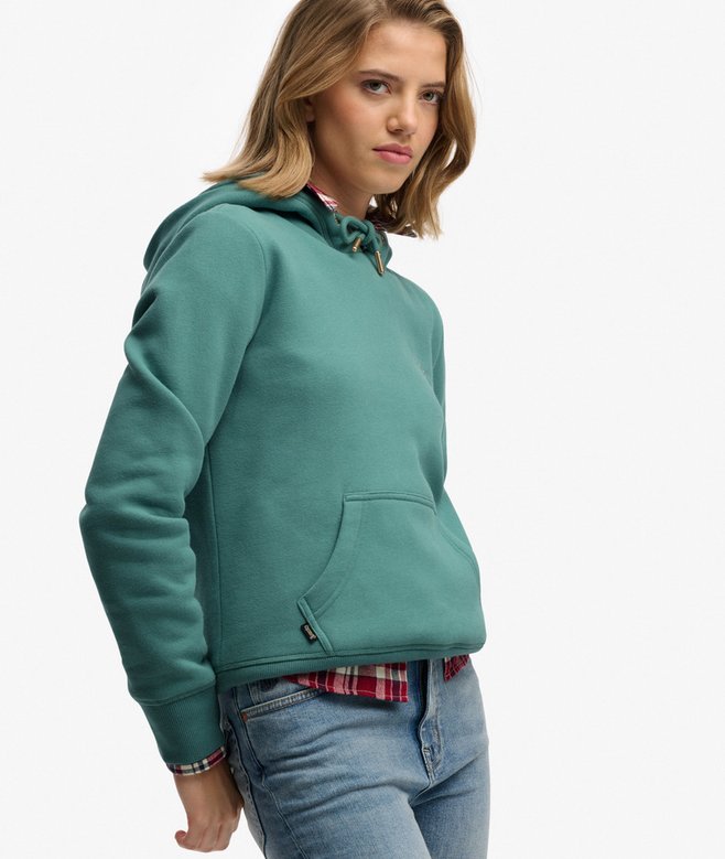 Ladies Superdry Essential Logo Hoodie - Oil Blue