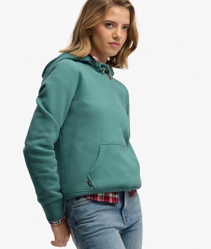 Ladies Superdry Essential Logo Hoodie - Oil Blue