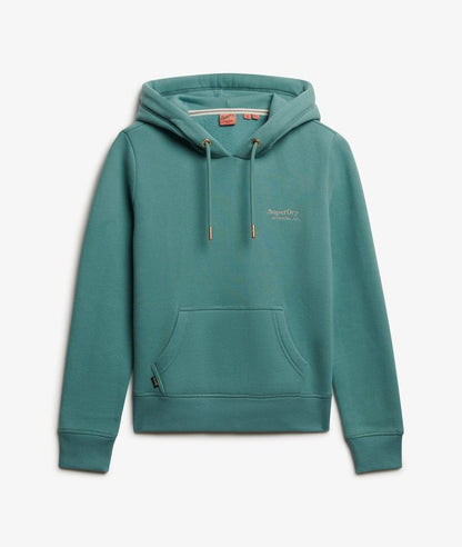 Ladies Superdry Essential Logo Hoodie - Oil Blue