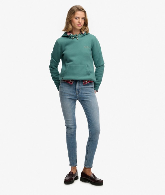 Ladies Superdry Essential Logo Hoodie - Oil Blue