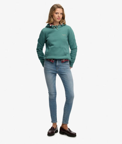 Ladies Superdry Essential Logo Hoodie - Oil Blue