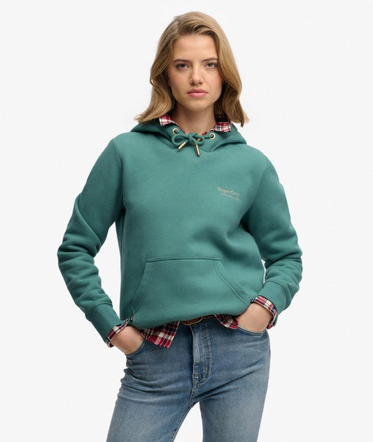 Ladies Superdry Essential Logo Hoodie - Oil Blue