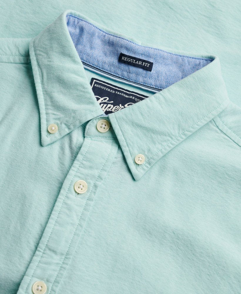 Superdry Preppy Oxford Long Sleeve Shirt - Spearmint Light Green Chambray