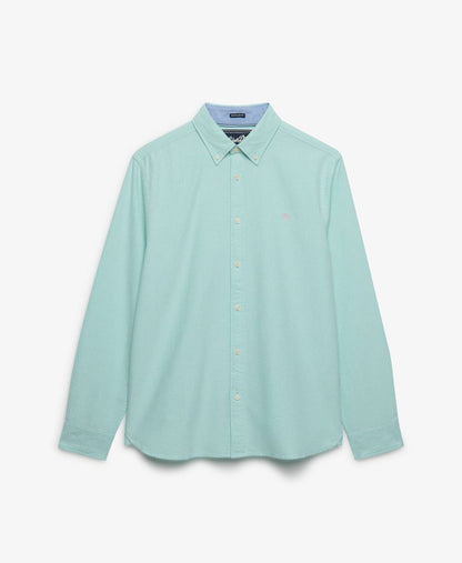 Superdry Preppy Oxford Long Sleeve Shirt - Spearmint Light Green Chambray