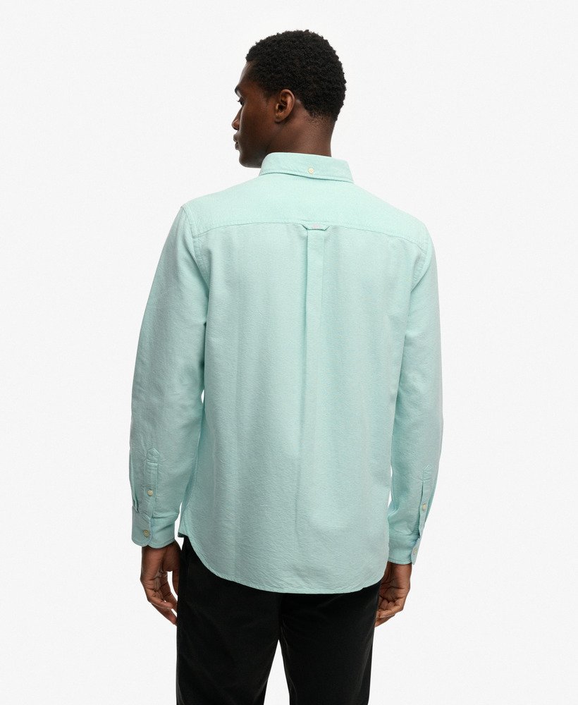 Superdry Preppy Oxford Long Sleeve Shirt - Spearmint Light Green Chambray