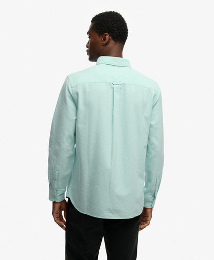 Superdry Preppy Oxford Long Sleeve Shirt - Spearmint Light Green Chambray