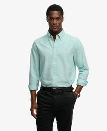 Superdry Preppy Oxford Long Sleeve Shirt - Spearmint Light Green Chambray
