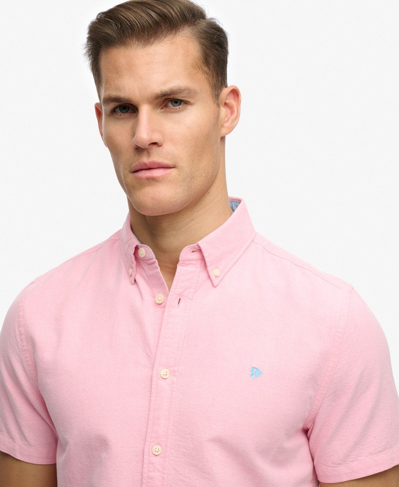 Superdry Preppy Oxford Short Sleeve Shirt - Cali Coral Chambray