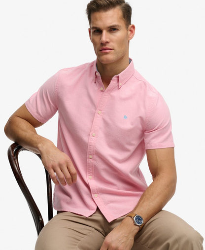 Superdry Preppy Oxford Short Sleeve Shirt - Cali Coral Chambray