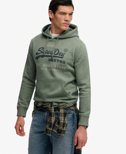 Superdry Vintage Logo Heritage Relaxed Hoodie - Thyme Green Marl