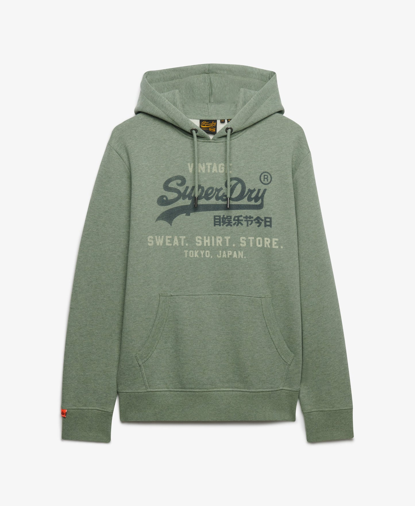 Superdry Vintage Logo Heritage Relaxed Hoodie - Thyme Green Marl