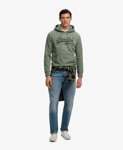 Superdry Vintage Logo Heritage Relaxed Hoodie - Thyme Green Marl