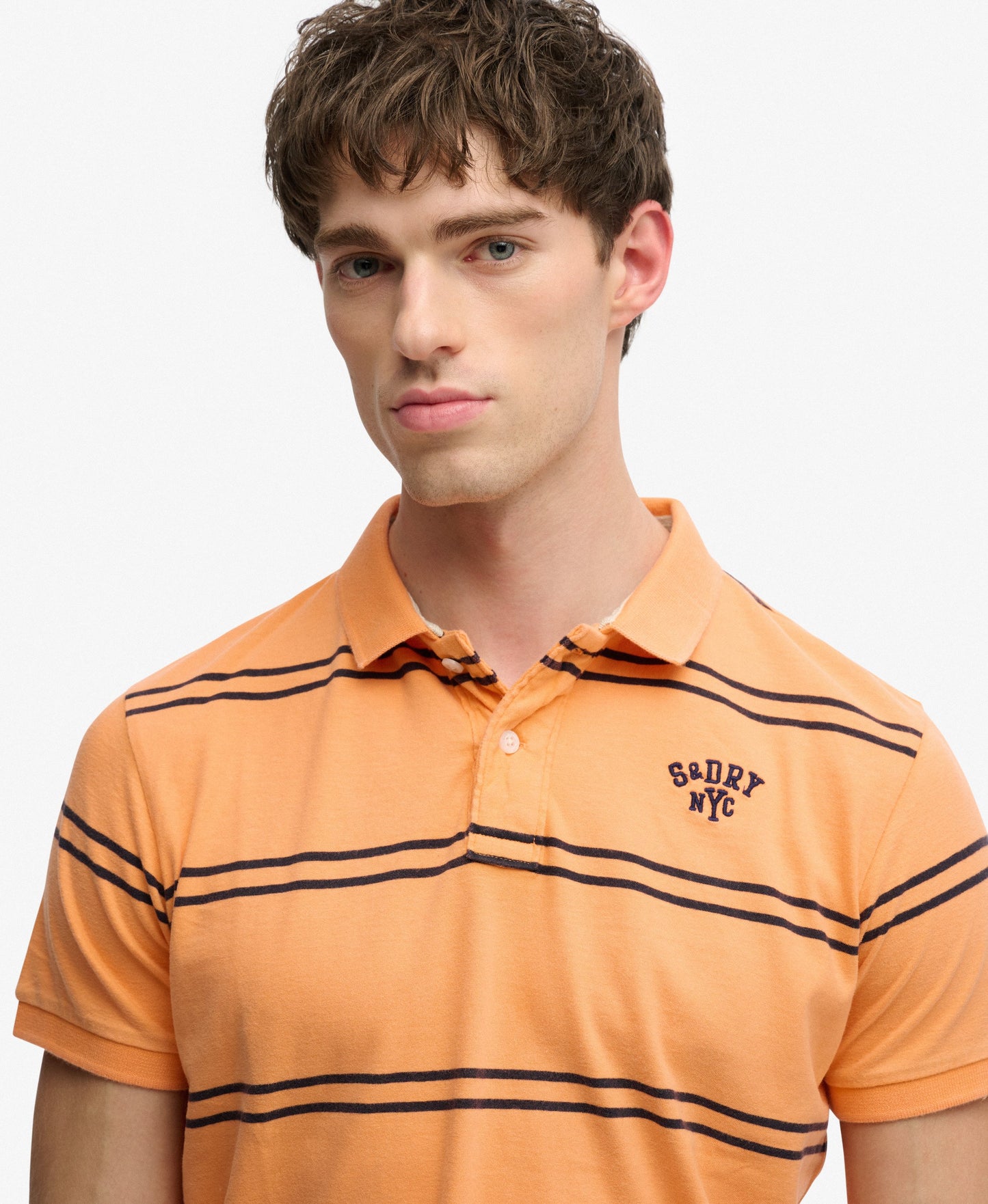 Superdry Vintage Stripe Jersey Polo Shirt - Orange Stripe