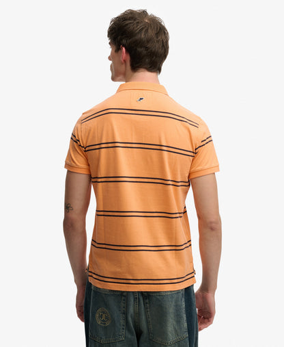 Superdry Vintage Stripe Jersey Polo Shirt - Orange Stripe