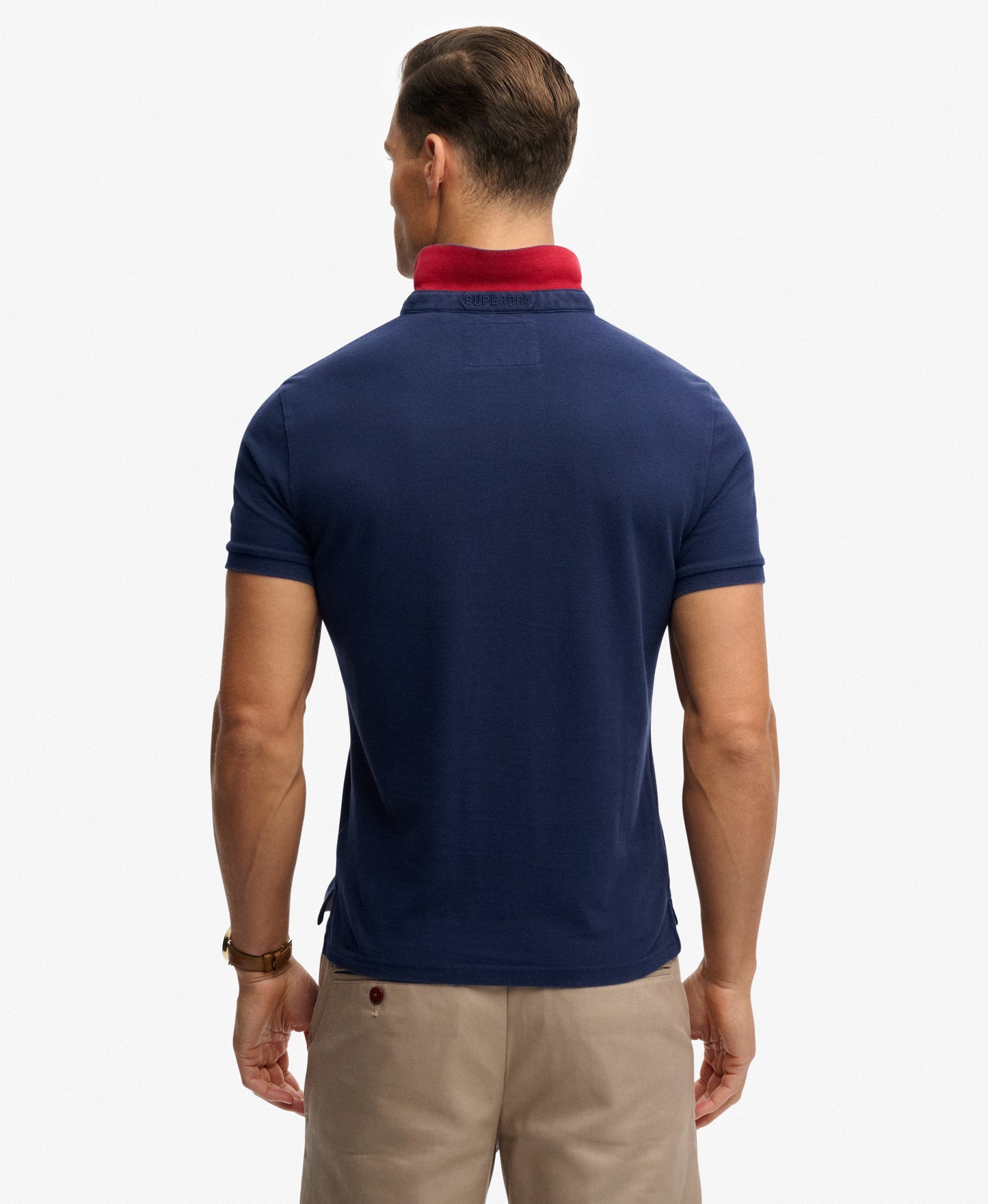 Superdry Pique Monogram Polo Shirt - Darkest Navy/Red