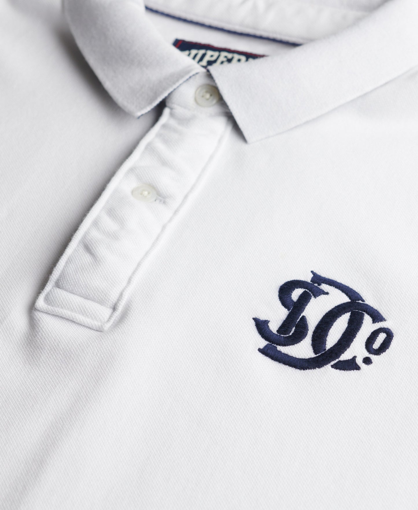 Superdry Pique Monogram Polo Shirt - Optic/Darkest Navy