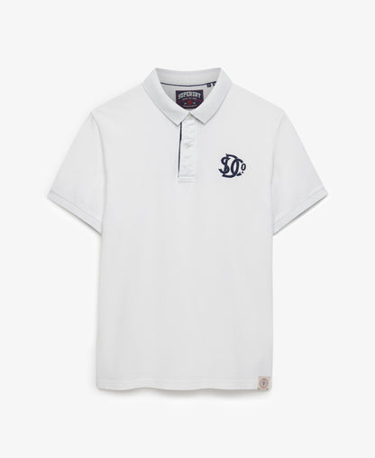 Superdry Pique Monogram Polo Shirt - Optic/Darkest Navy