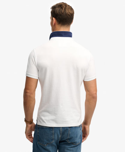 Superdry Pique Monogram Polo Shirt - Optic/Darkest Navy