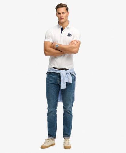 Superdry Pique Monogram Polo Shirt - Optic/Darkest Navy