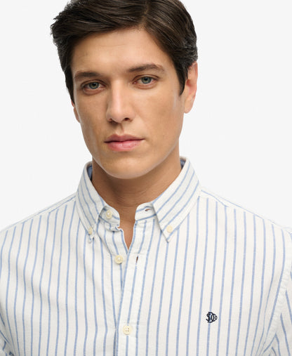 Superdry Preppy Oxford Striped Long Sleeve Shirt - Classic Blue/Optic Stripe