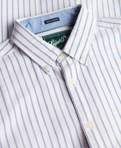Superdry Preppy Oxford Striped Long Sleeve Shirt - Classic Blue/Optic Stripe