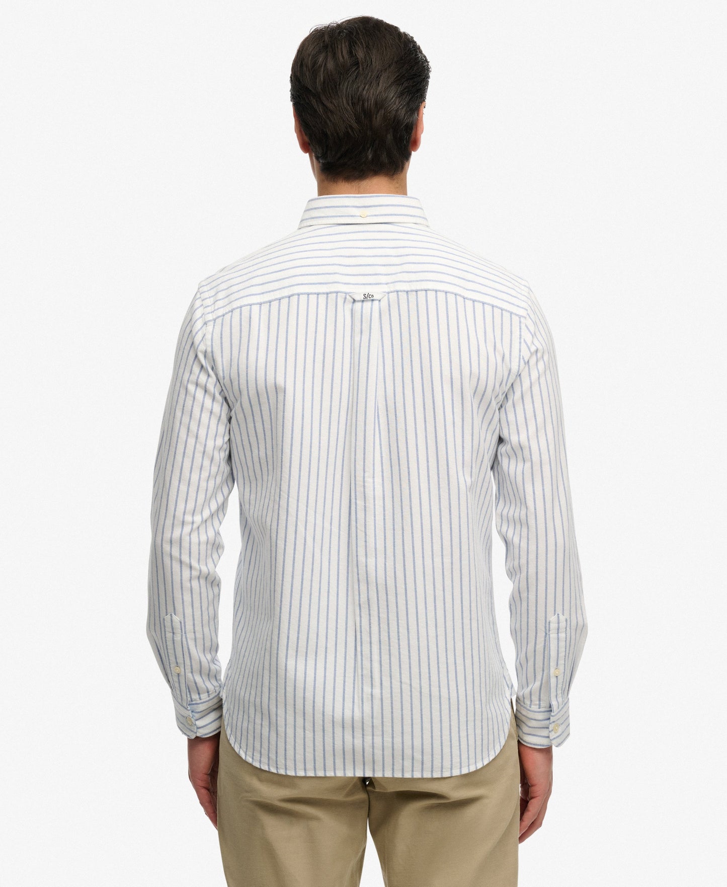 Superdry Preppy Oxford Striped Long Sleeve Shirt - Classic Blue/Optic Stripe