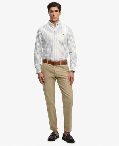 Superdry Preppy Oxford Striped Long Sleeve Shirt - Classic Blue/Optic Stripe