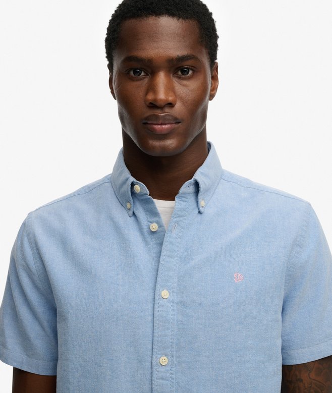 Superdry Preppy Oxford Short Sleeve Shirt - Sky Blue Chambray
