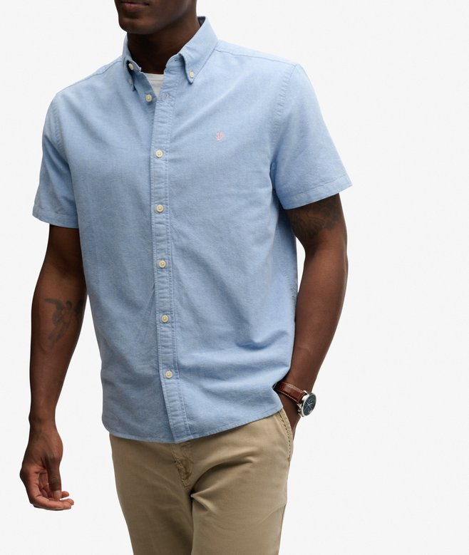 Superdry Preppy Oxford Short Sleeve Shirt - Sky Blue Chambray