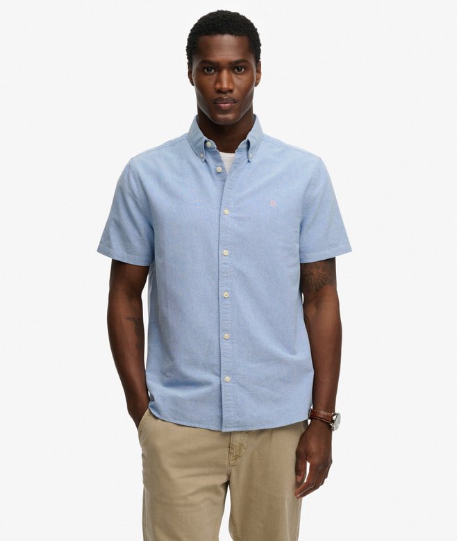 Superdry Preppy Oxford Short Sleeve Shirt - Sky Blue Chambray