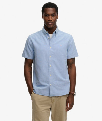 Superdry Preppy Oxford Short Sleeve Shirt - Sky Blue Chambray