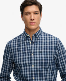 Superdry Preppy Poplin Long Sleeve Shirt - Wainscott Navy Check
