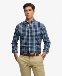 Superdry Preppy Poplin Long Sleeve Shirt - Wainscott Navy Check