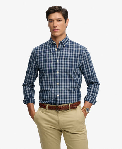 Superdry Preppy Poplin Long Sleeve Shirt - Wainscott Navy Check
