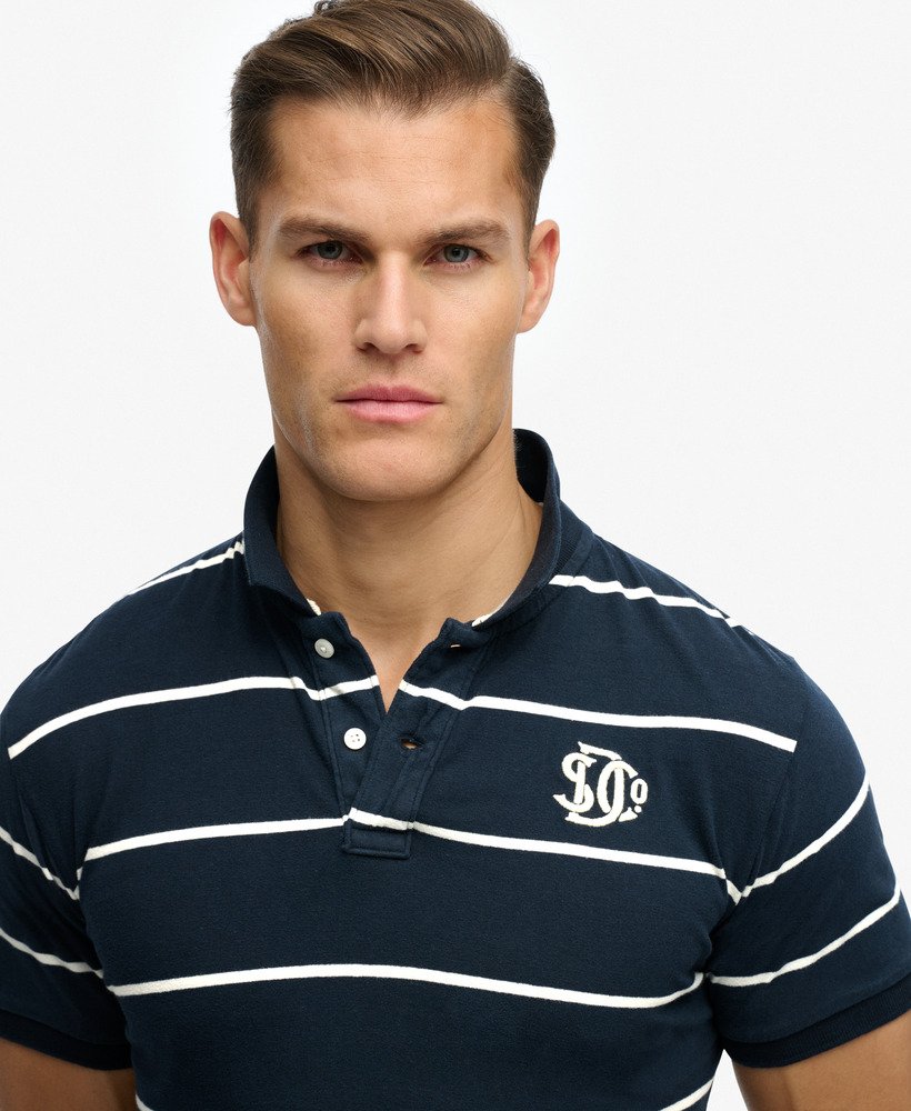 Superdry Vintage Stripe Jersey Polo Shirt - Navy Stripe