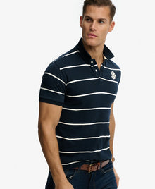 Superdry Vintage Stripe Jersey Polo Shirt - Navy Stripe