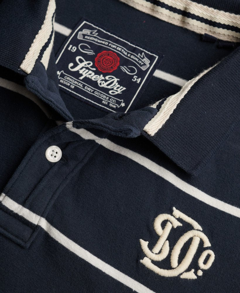 Superdry Vintage Stripe Jersey Polo Shirt - Navy Stripe