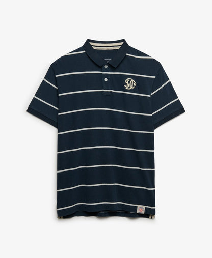 Superdry Vintage Stripe Jersey Polo Shirt - Navy Stripe