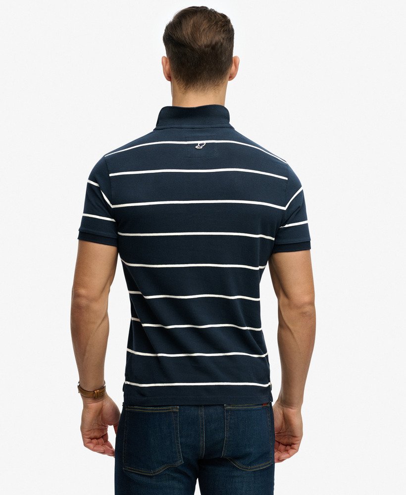 Superdry Vintage Stripe Jersey Polo Shirt - Navy Stripe